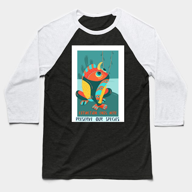 extinction ends here, preserve our species Baseball T-Shirt by Zipora